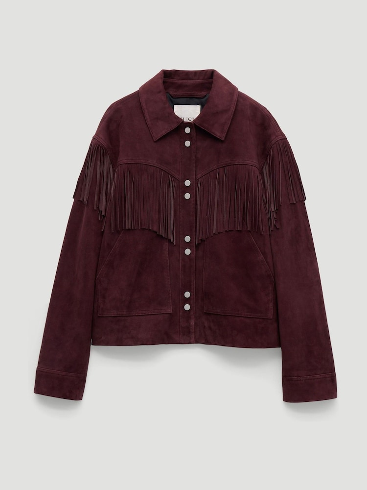 Hush Red Oona Fringe Suede Jacket - Image 5 of 5