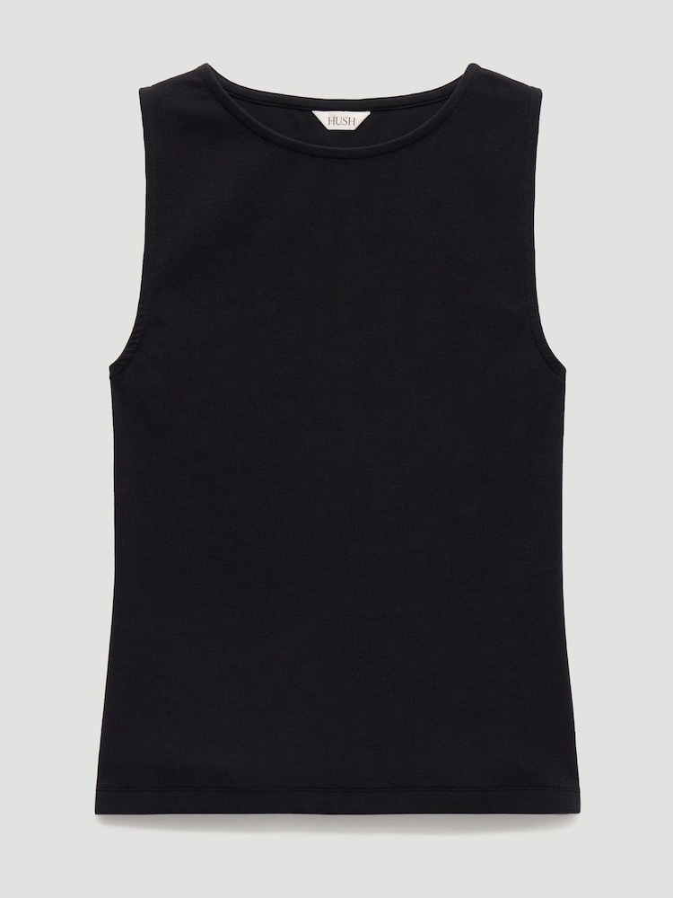 Hush Micah Boat Neck Cotton Ribbed Vest - תמונה 1 מתוך 1