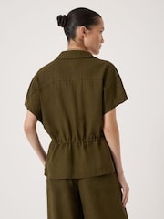 Hush Green Mirai Linen Short Sleeve Shirt - Image 3 of 5