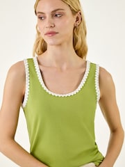 Roman Green Cotton Ric Rac Detail Vest - Image 4 of 5