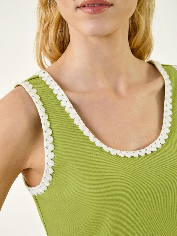 Roman Green Cotton Ric Rac Detail Vest - Image 5 of 5