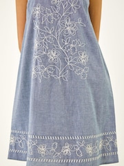 Roman Blue Embroidered Swing Mini Dress - Image 5 of 5