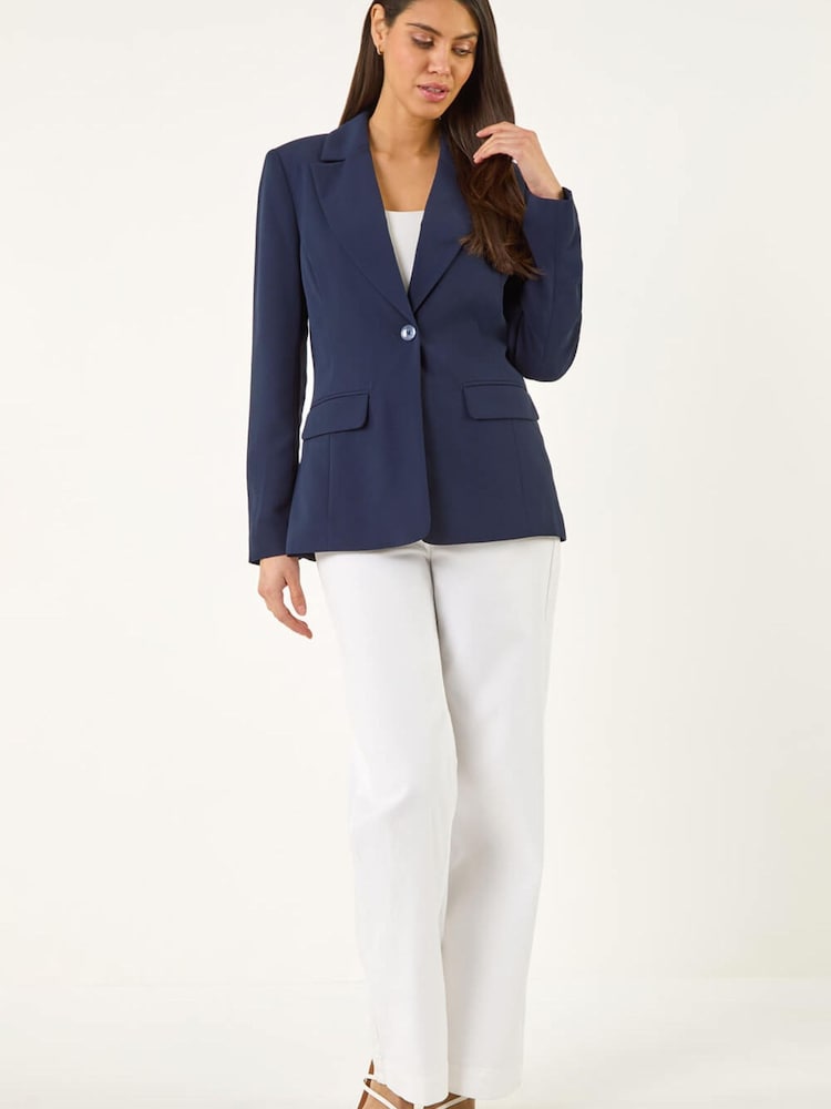 Roman Blue Rochette Longline Blazer - Image 1 of 5 Roman Blue Rochette Longline Blazer - Image 1 of 5