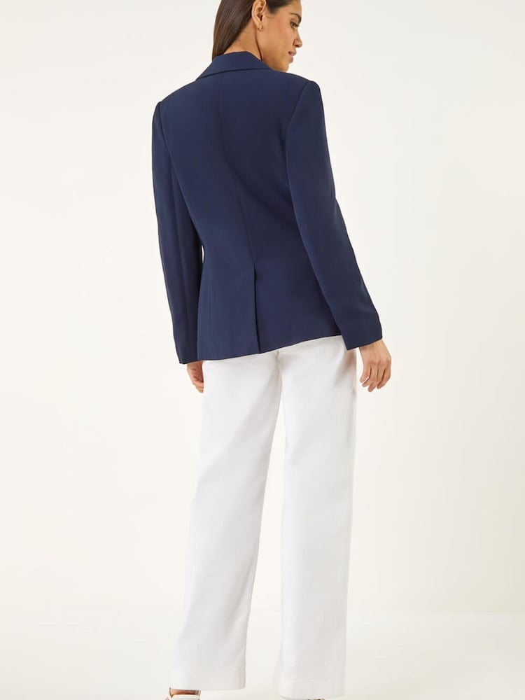Roman Blue Rochette Longline Blazer - Image 2 of 5 Roman Blue Rochette Longline Blazer - Image 2 of 5