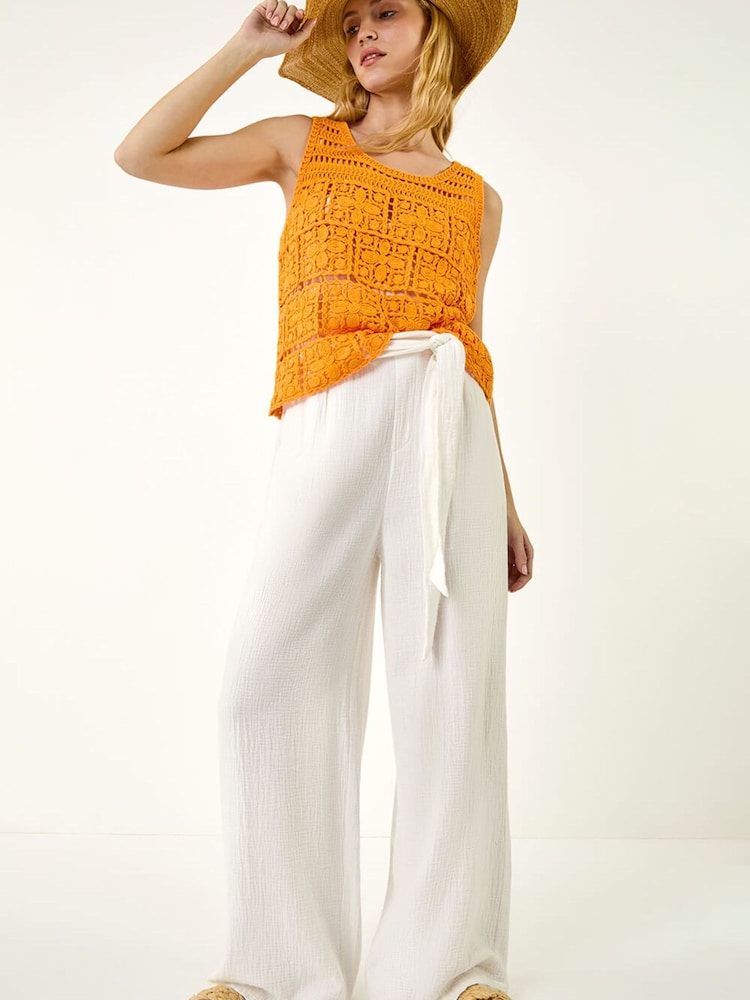 Roman Orange Crochet Knit Vest - Image 1 of 5 Roman Orange Crochet Knit Vest - Image 1 of 5