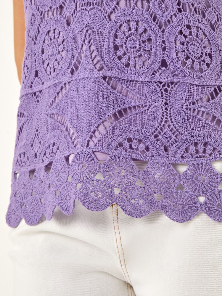 Roman Cotton Crochet Knit Vest Top - 画像 5 / 5