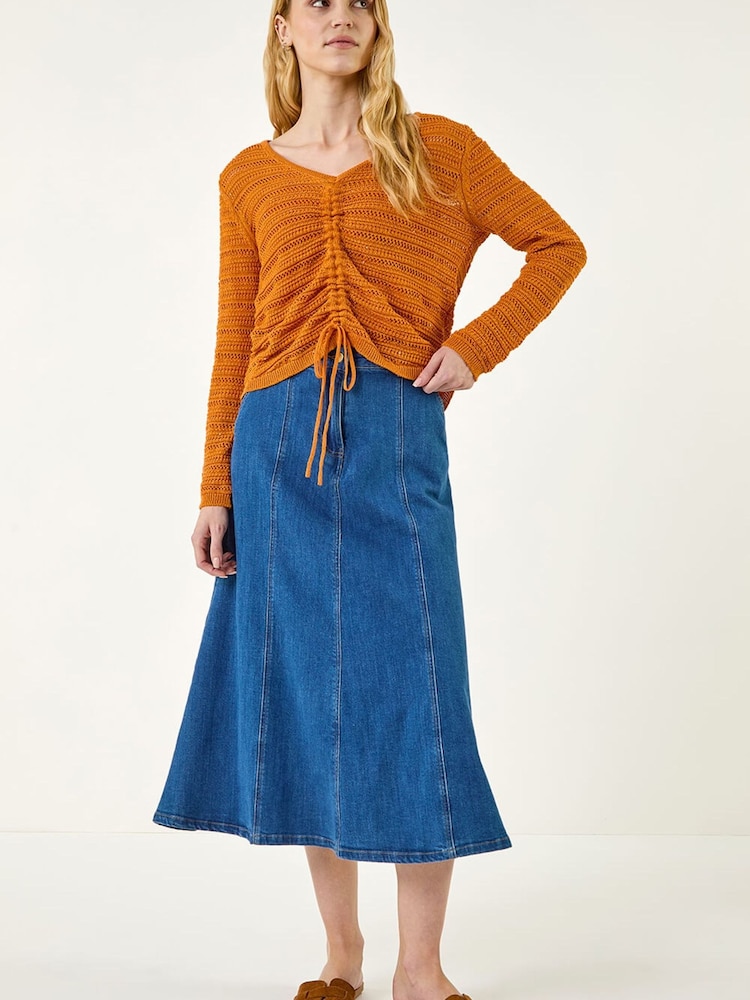 Top tricotat cu paiete Roman și cravată în față - Imaginea 1 din 5