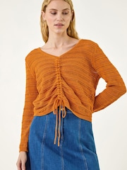 Top tricotat cu paiete Roman și cravată în față - Imaginea 2 din 5