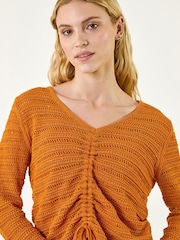 Top tricotat cu paiete Roman și cravată în față - Imaginea 4 din 5