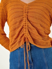 Top tricotat cu paiete Roman și cravată în față - Imaginea 5 din 5