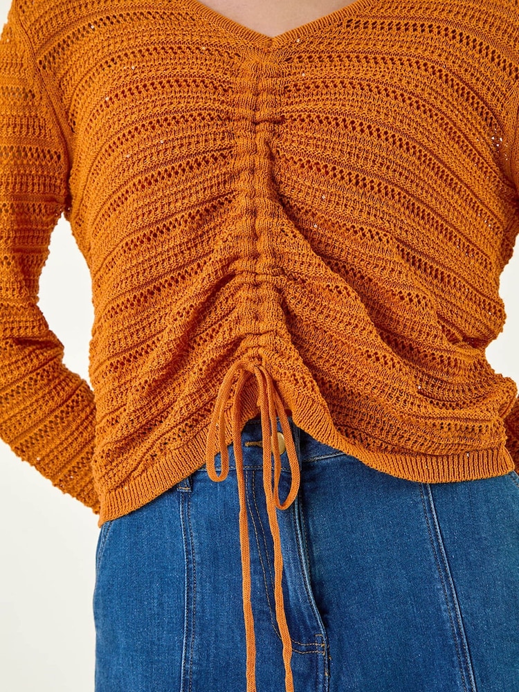 Top tricotat cu paiete Roman și cravată în față - Imaginea 5 din 5