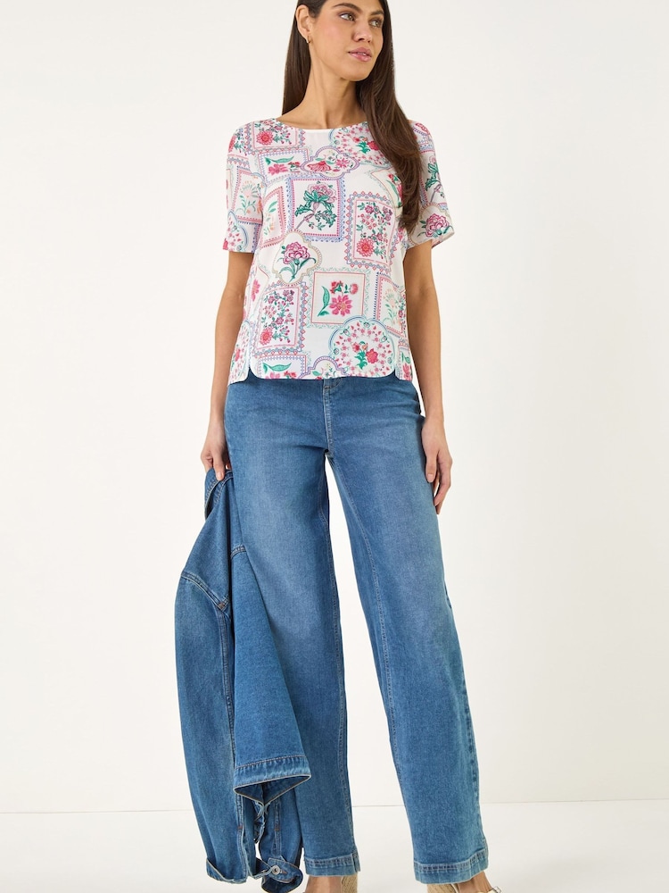 Roman Pink Floral Patchwork Top - Image 2 of 5