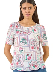 Roman Pink Floral Patchwork Top - Image 4 of 5