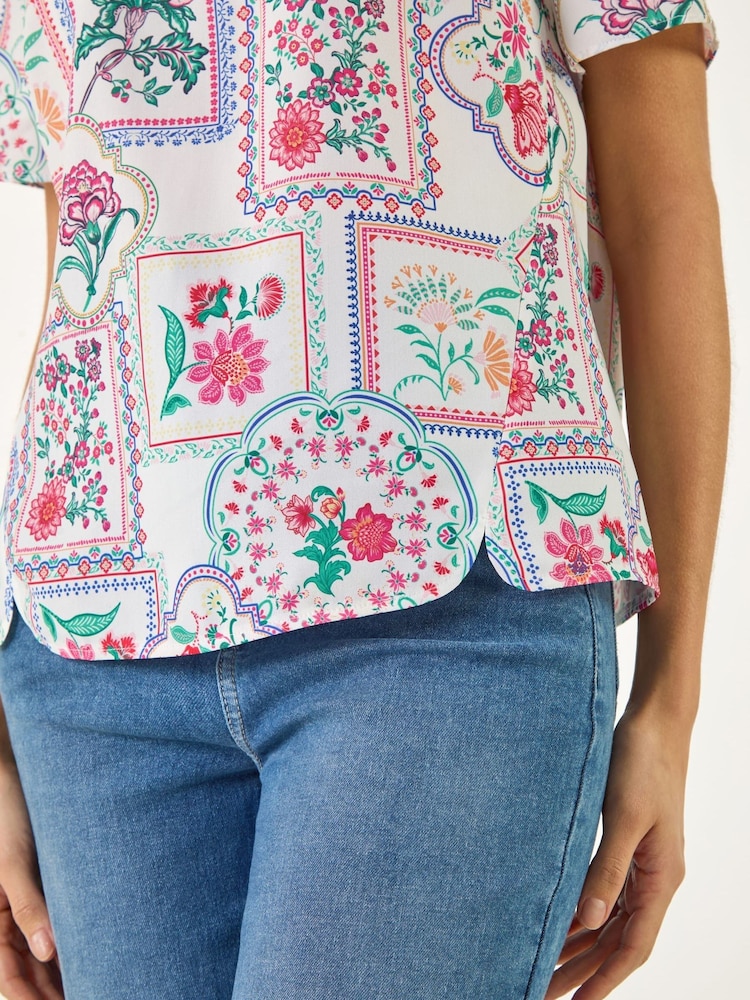 Roman Pink Floral Patchwork Top - Image 5 of 5