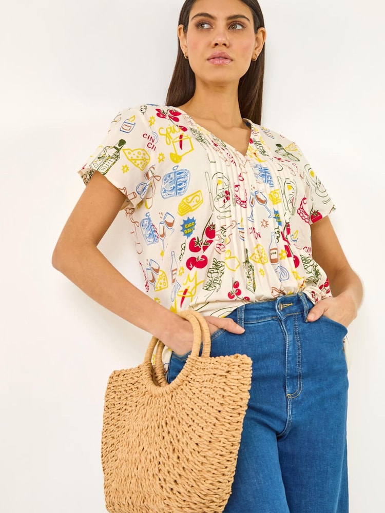 Roman Red Holiday Pleated Top - Image 1 of 5 Roman Red Holiday Pleated Top - Image 1 of 5