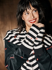 Rockett St George Monochrome Striped Embroidered Handwarmer - Image 1 of 4