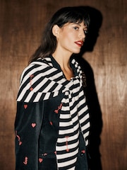 Rockett St George Monochrome Striped Embroidered Handwarmer - Image 2 of 4