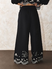Rockett St George Black Swallow Embroidered Wide Leg Joggers - Image 5 of 6