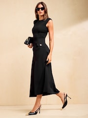 Friends Like These Black Pocket Midi Dress - Image 1 of 5