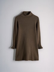 The Set 2 Pack Knitted Long Sleeve Roll Neck Rib Dresses Pink/Brown - Image 2 of 5