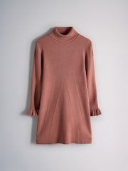 The Set 2 Pack Knitted Long Sleeve Roll Neck Rib Dresses Pink/Brown - Image 3 of 5