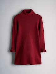 The Set 2 Pack Knitted Long Sleeve Roll Neck Rib Dresses Red/Green - Image 3 of 5