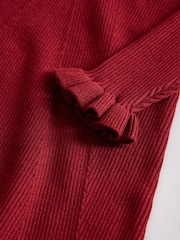 The Set 2 Pack Knitted Long Sleeve Roll Neck Rib Dresses Red/Green - Image 4 of 5