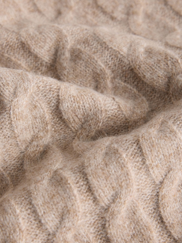 The Set Knitted Cable Crew Neck Jumper and Wide Leg Joggers Co-Ord Set Light Brown Marl - Image 10 of 10 The Set Knitted Cable Crew Neck Jumper and Wide Leg Joggers Co-Ord Set Light Brown Marl - Image 10 of 10