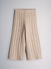 The Set Knitted Cable Crew Neck Jumper and Wide Leg Joggers Co-Ord Set Light Brown Marl - Image 8 of 10