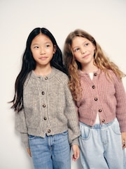 The Set 2 Pack Balloon Sleeve Knitted Cardigans Pink/Light Brown - Image 1 of 13