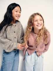 The Set 2 Pack Balloon Sleeve Knitted Cardigans Pink/Light Brown - Image 8 of 13