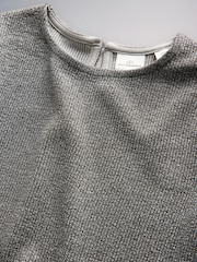 The Set Sparkle Rib Jersey Long Sleeve Top and Flared Leggings Set Silver Grey - Image 4 of 5