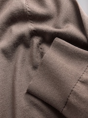 The Set Single Merino Knit Zip Neck Jumper Brown - Image 9 of 9