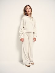 The Set Soft Touch Rib Cropped Hoodie and Wide Leg Co-Ord Joggers Oatmeal Marl - Image 2 of 7