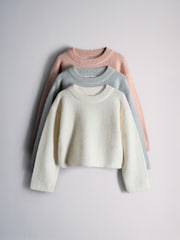 The Set 3 Pack Fluffy Jumpers Pink/Cream - Image 1 of 10