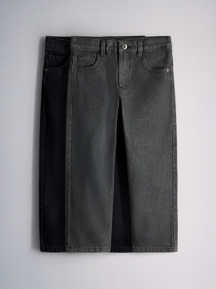 The Set 2 Pack Straight Fit Jeans Black/Grey - Image 1 of 5