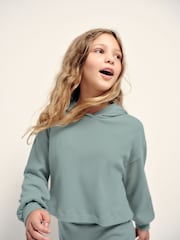 The Set Soft Touch Rib Cropped Hoodie and Wide Leg Co-Ord Joggers Brown - Image 5 of 10