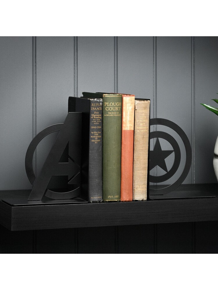 Marvel Black Captain America Metal Bookends - Image 1 of 3