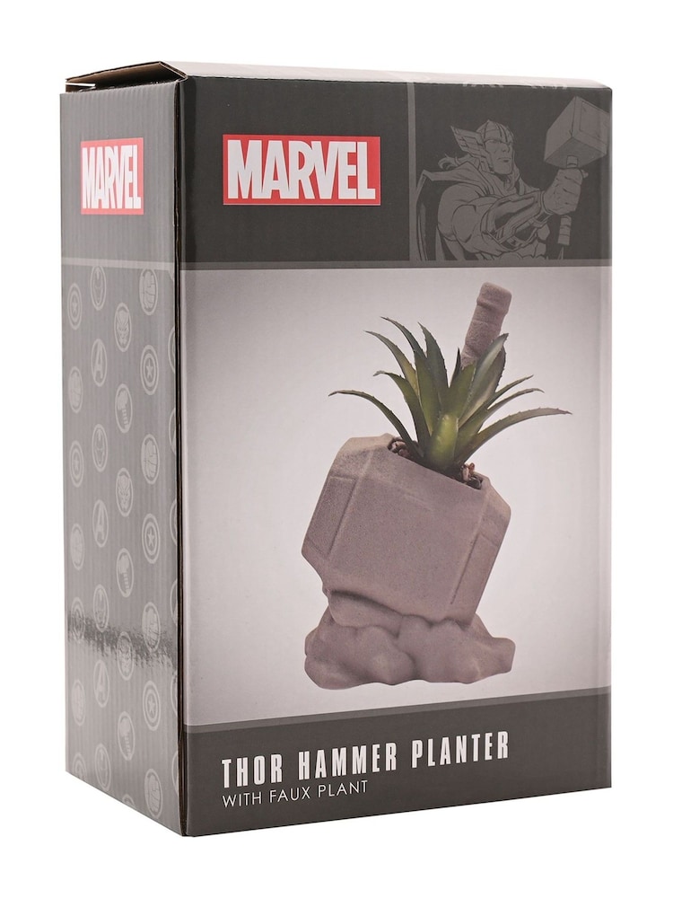 Marvel White Thor Hammer Planter With Faux Plant - Image 4 of 4