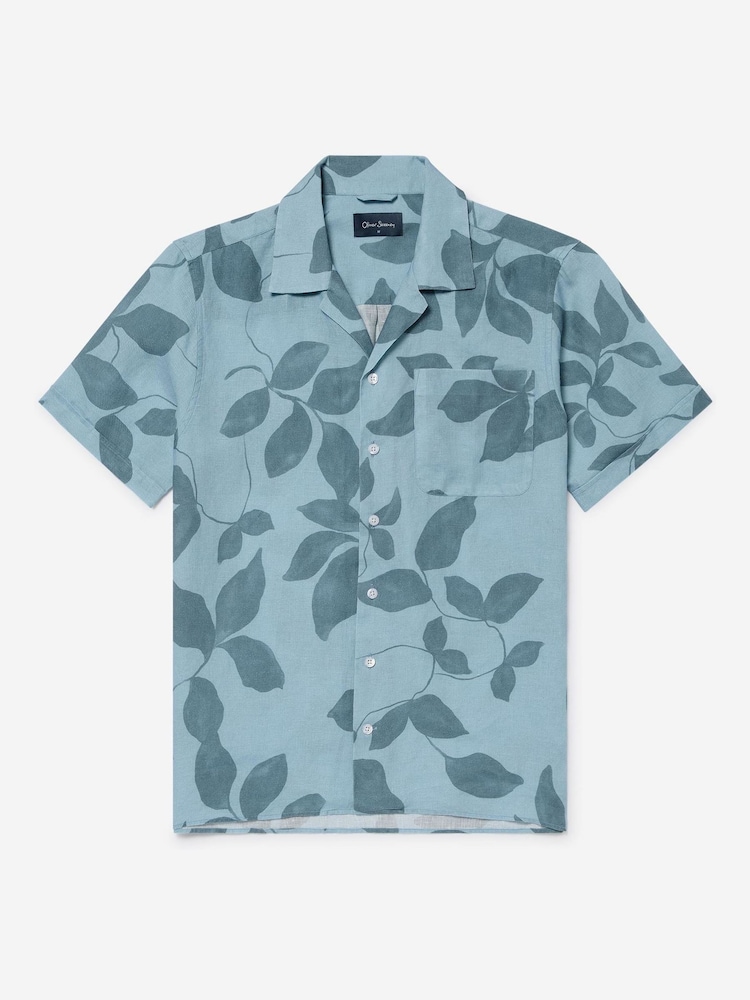 Oliver Sweeney Blue Linen Short Sleeve Shirt - Image 2 of 5