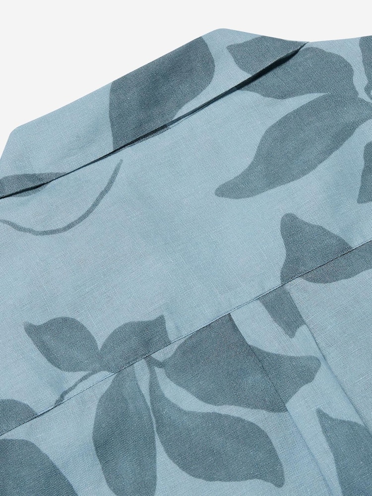 Oliver Sweeney Blue Linen Short Sleeve Shirt - Image 5 of 5