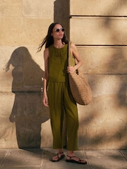 Hush Green Tovi Linen Blend Barrel Leg Trousers - Image 1 of 2