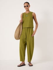 Hush Green Tovi Linen Blend Barrel Leg Trousers - Image 2 of 2