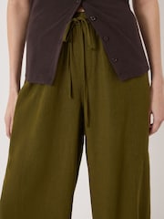 Hush Green Tovi Linen Blend Barrel Leg Trousers - Image 4 of 5