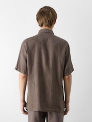 Oliver Sweeney Brown Linen Short-Sleeved Shirt - Image 2 of 5