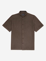 Oliver Sweeney Brown Linen Short-Sleeved Shirt - Image 3 of 5