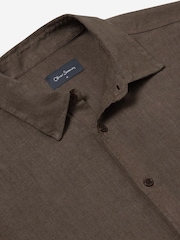 Oliver Sweeney Brown Linen Short-Sleeved Shirt - Image 4 of 5