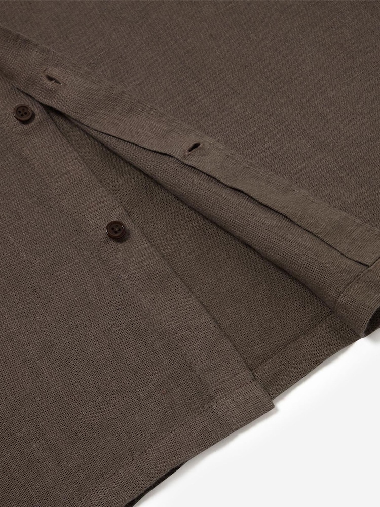 Oliver Sweeney Brown Linen Short-Sleeved Shirt - Image 5 of 5