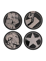 Marvel Set of 2 Black Round Metal Coasters - Image 1 of 2