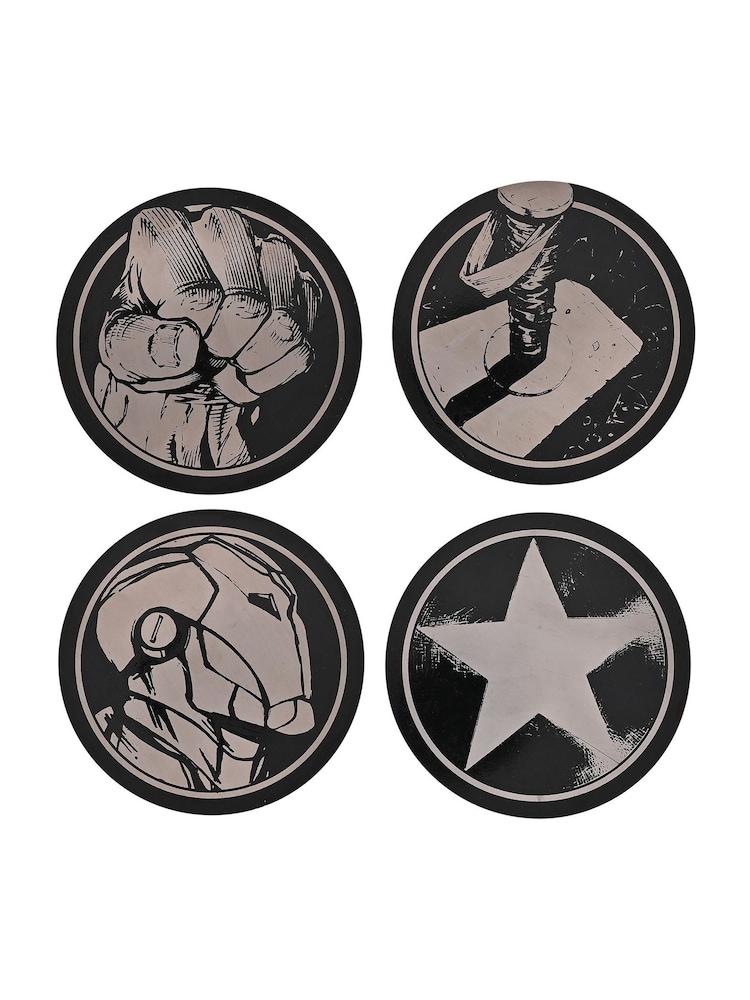 Marvel Set of 2 Black Round Metal Coasters - Image 1 of 2 Marvel Set of 2 Black Round Metal Coasters - Image 1 of 2